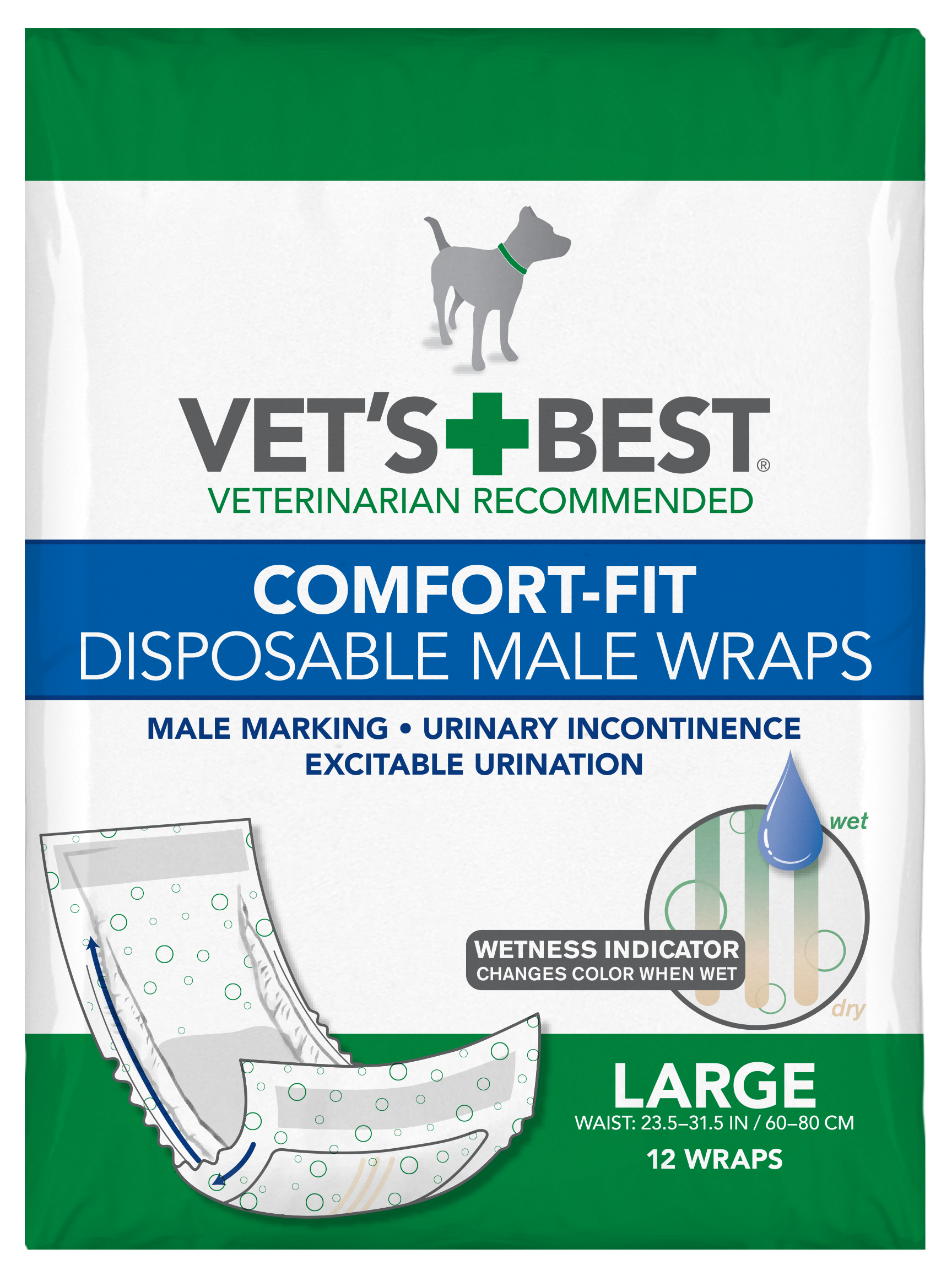 Vet's Best ComfortFit Disposable Male Dog Wrap 12 pack