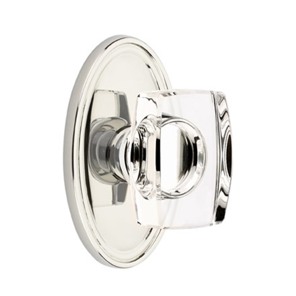 Emtek Windsor Crystal Door Knob Passage Set Oval Rosette Polished