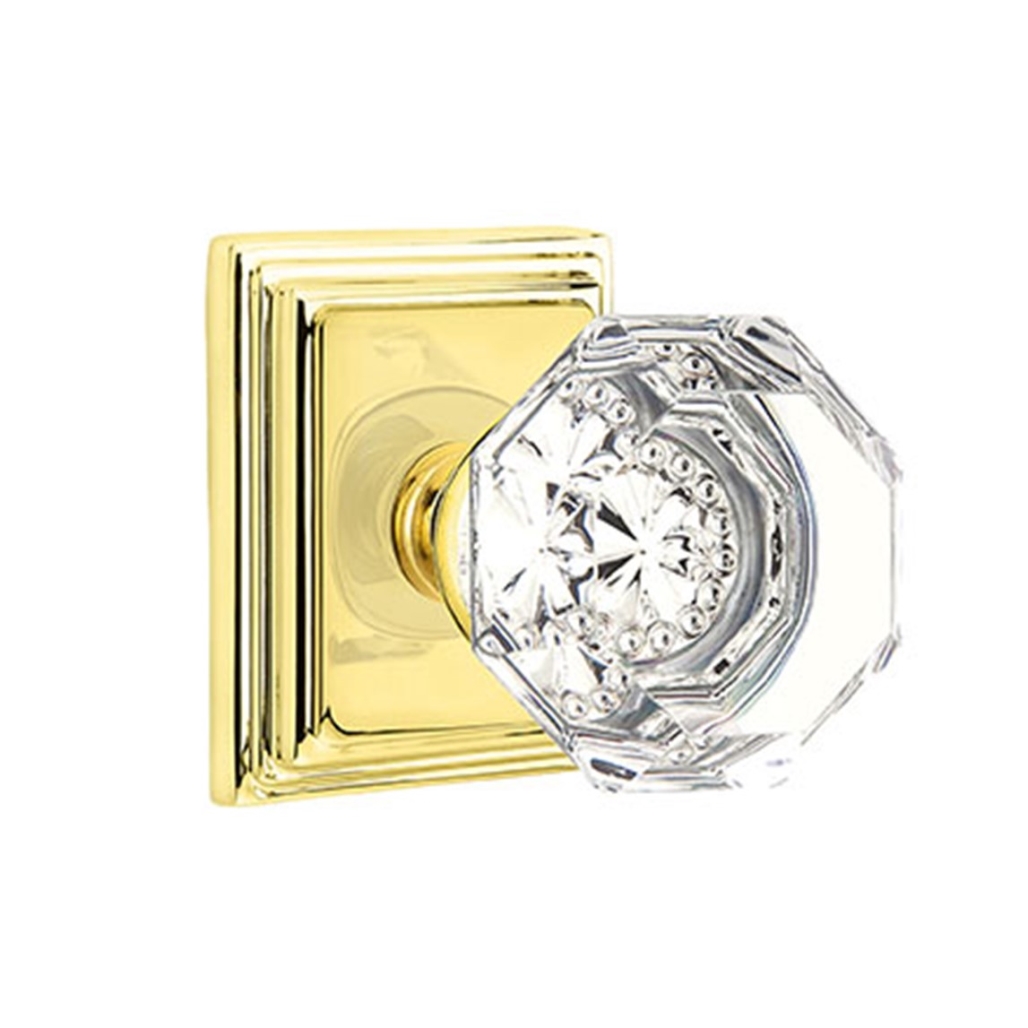 Emtek Old Town Clear Crystal Door Knob Passage Wilshire Rosette