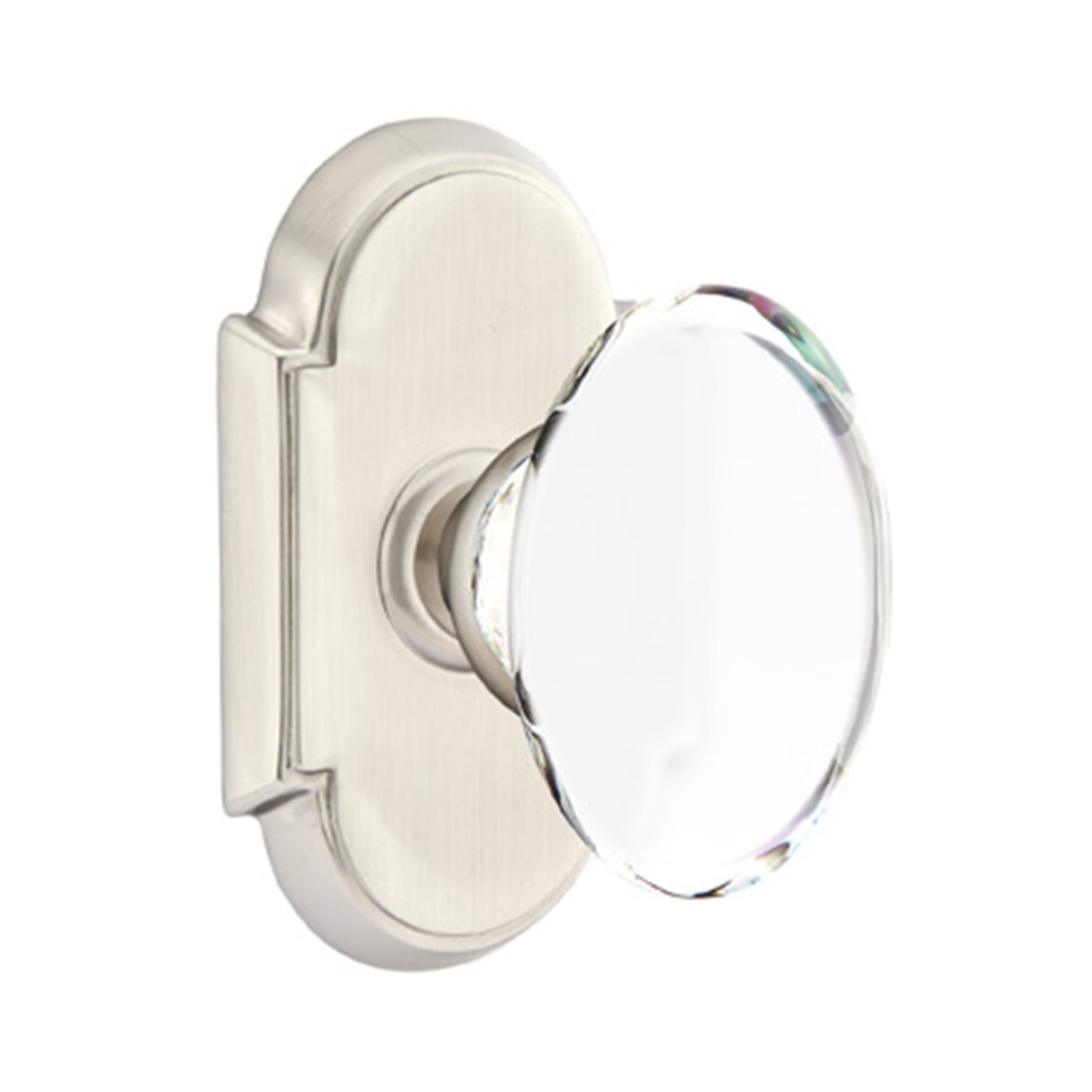 Emtek Hampton Crystal Door Knob Passage Set 8 Rosette Satin Nickel eBay