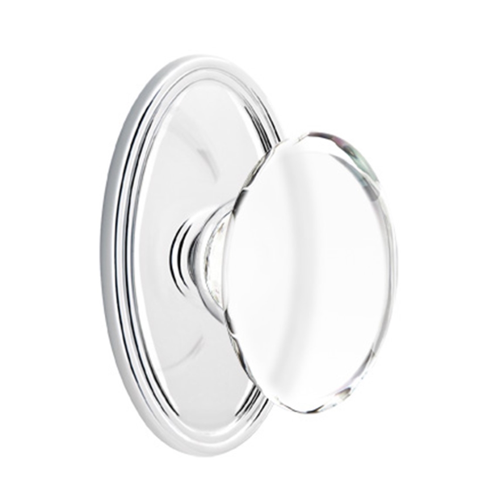 Emtek Hampton Crystal Door Knob Passage Set Oval Rosette Polished ...