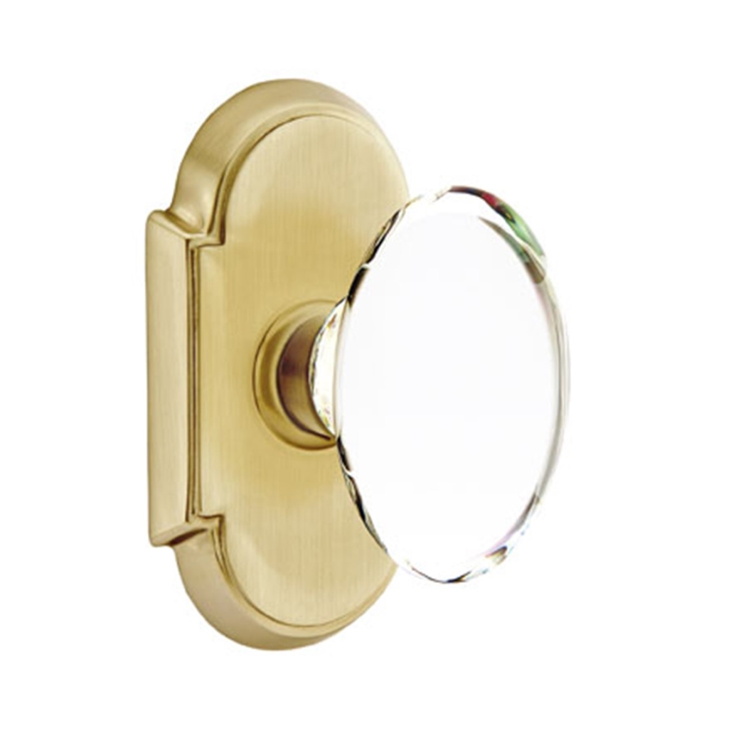 Emtek Hampton Crystal Door Knob Privacy Set 8 Rosette Satin Brass eBay