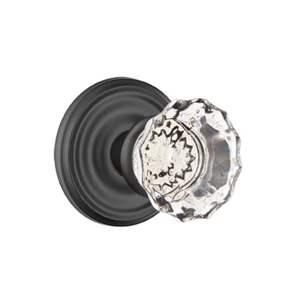 Emtek Astoria Crystal Door Knob Passage Set Regular Rosette Flat Black