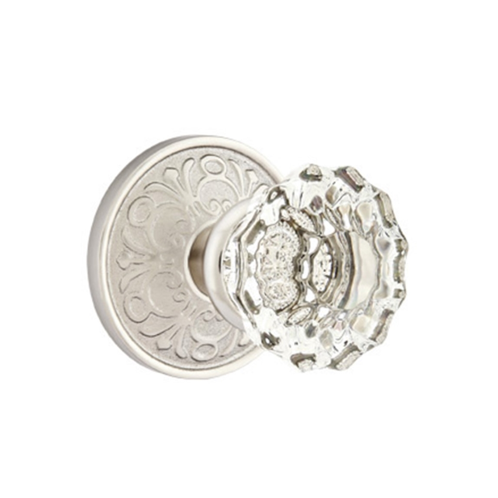 Emtek Astoria Crystal Door Knob Passage Set Lancaster Rosette Satin