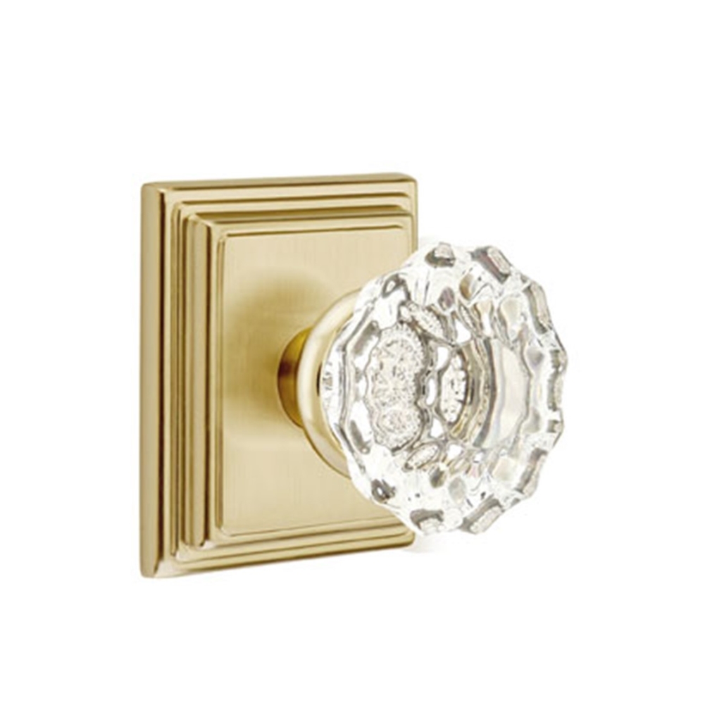 Emtek Astoria Crystal Door Knob Passage Set Wilshire Rosette Satin