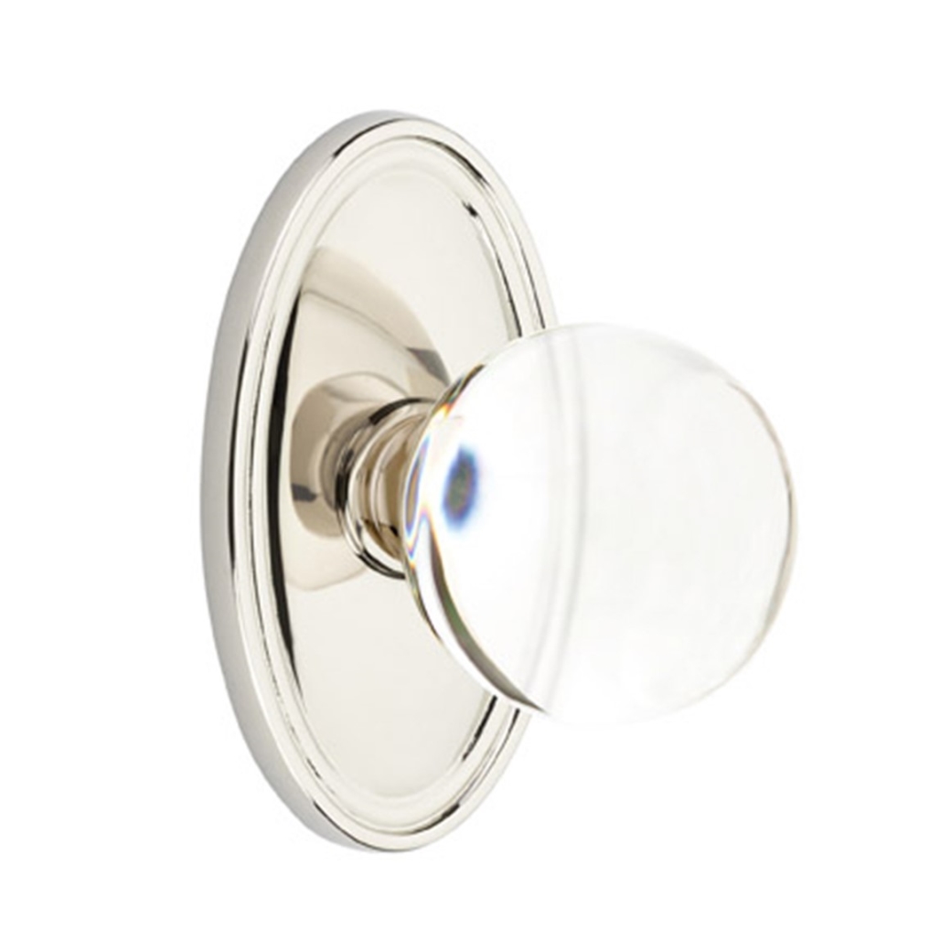 Emtek Bristol Crystal Door Knob Passage Set Oval Rosette Polished
