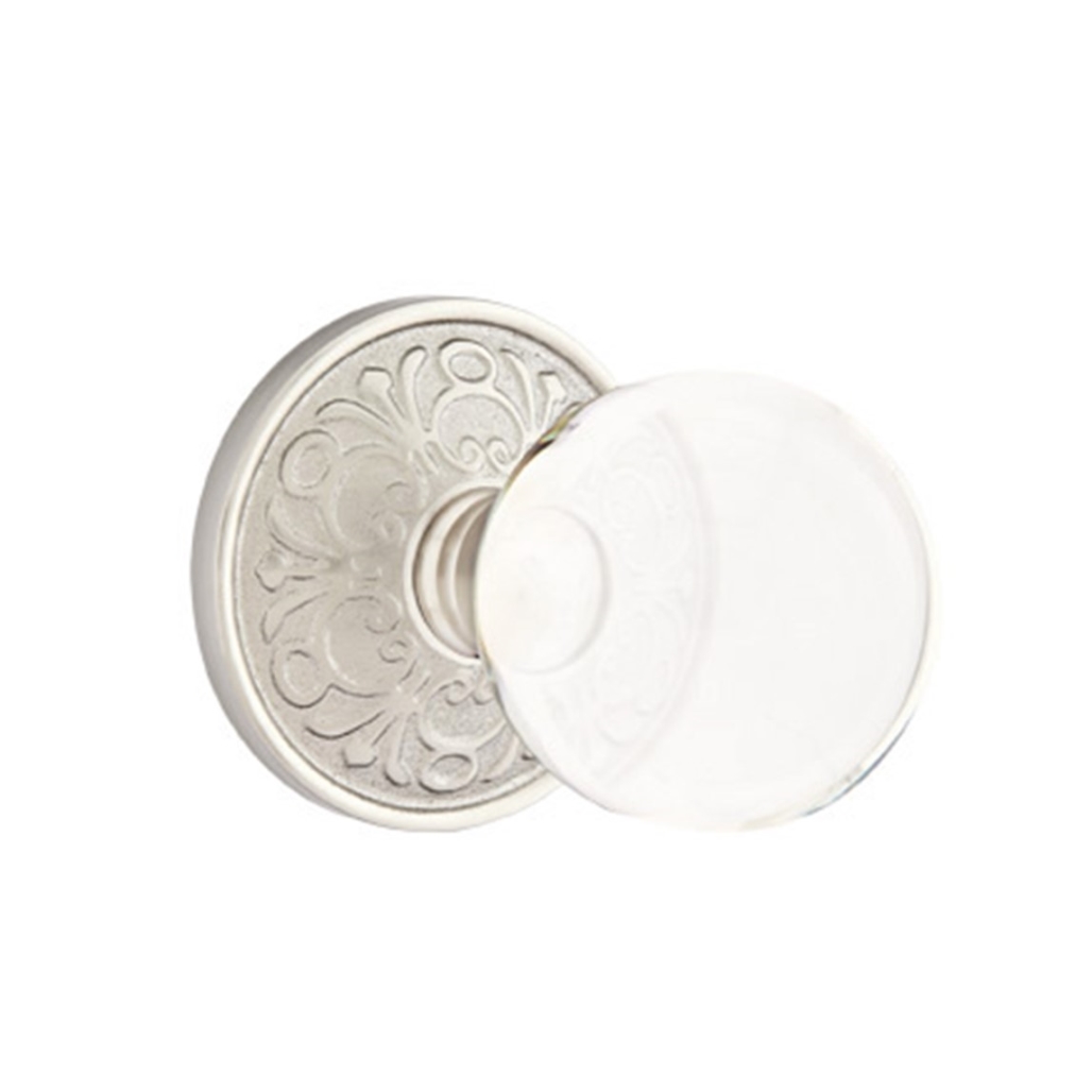 Emtek Bristol Crystal Door Knob Privacy Set Lancaster Rosette Satin