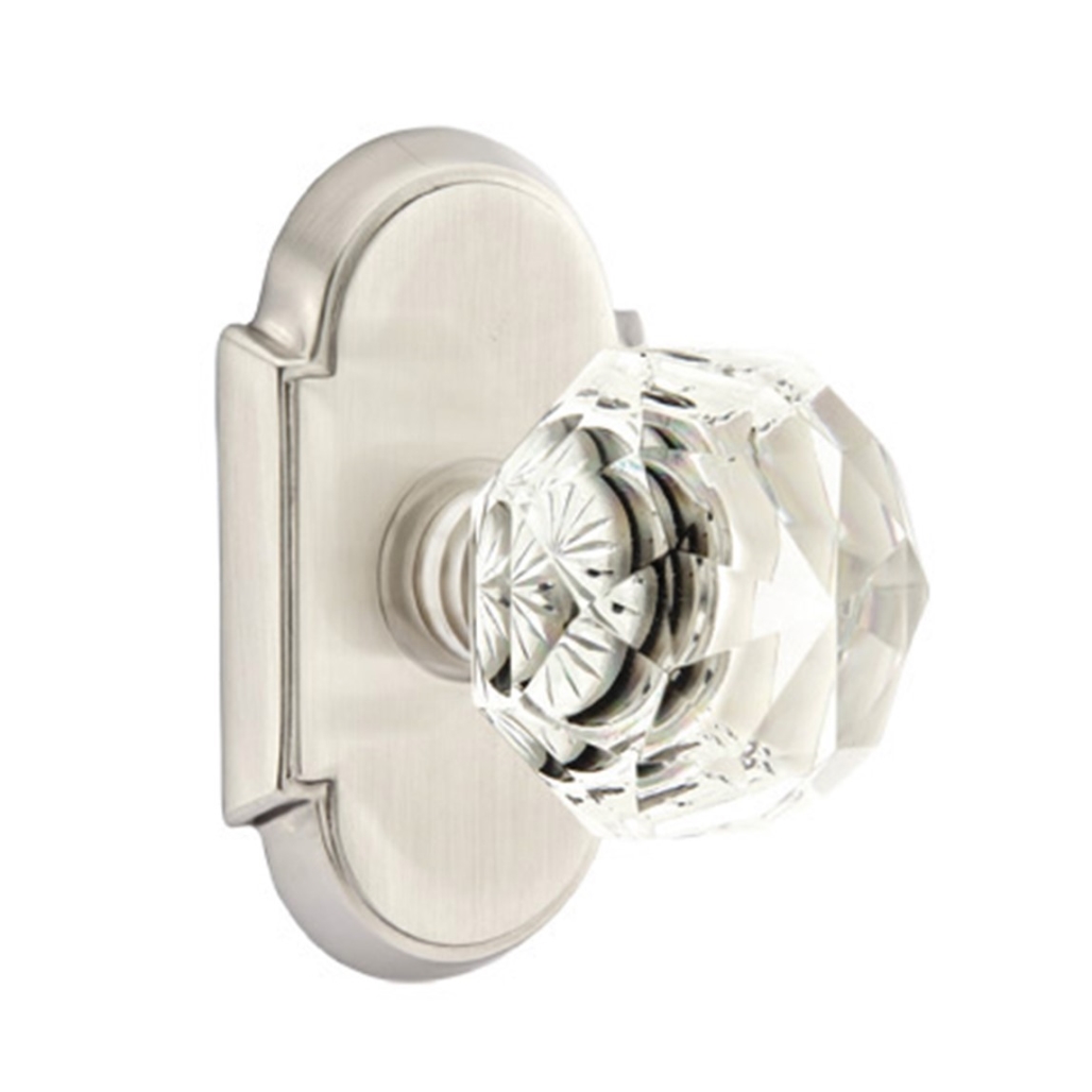 Emtek Diamond Crystal Door Knob Passage Set 8 Rosette Satin Nickel eBay