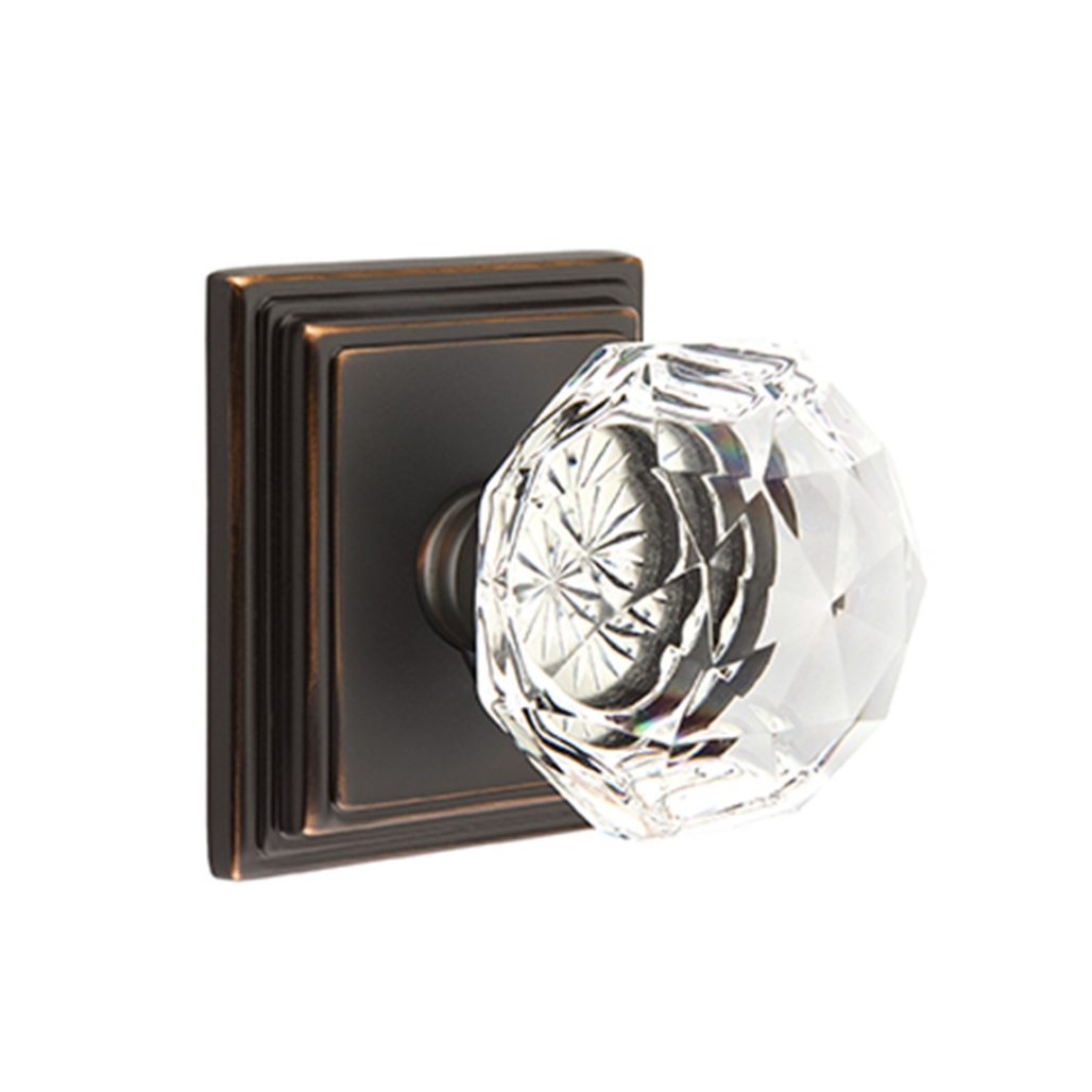 Emtek Diamond Crystal Door Knob Privacy Set Wilshire Rosette Oil Rubbed Bronze eBay