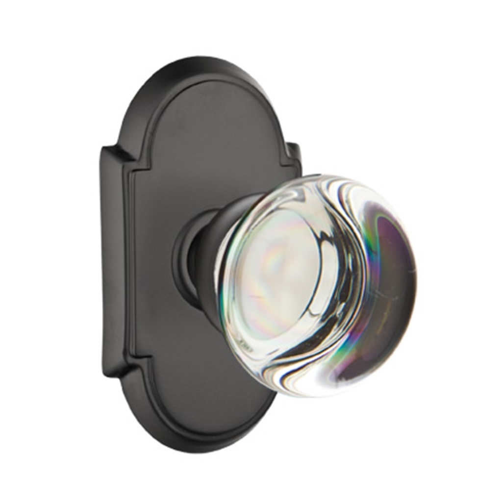 Emtek Providence Crystal Door Knob Passage Set 8 Rosette Flat Black eBay