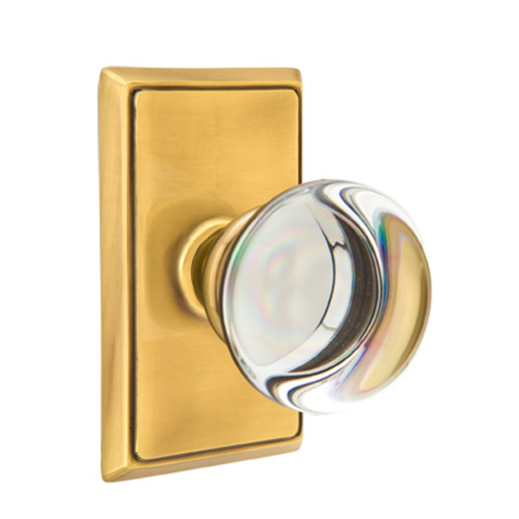 Emtek Providence Crystal Door Knob Passage Rectangular Rosette French
