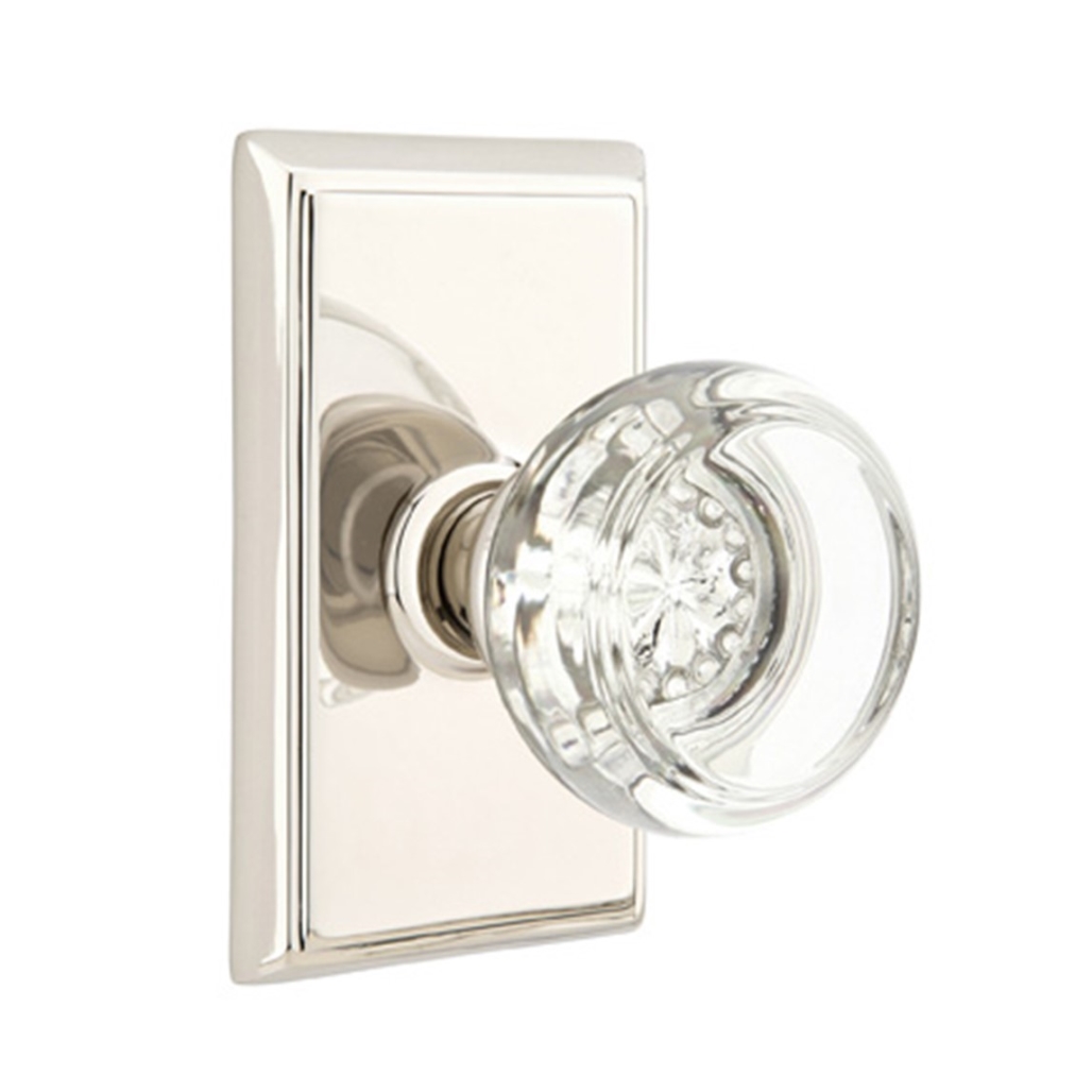 Emtek Crystal Door Knob Passage Rectangular Rosette Polished