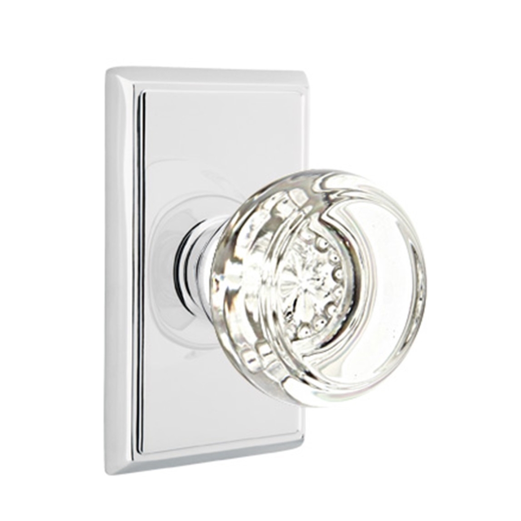 Emtek Georgetown Crystal Door Knob Passage Rectangular Rosette Polished ...