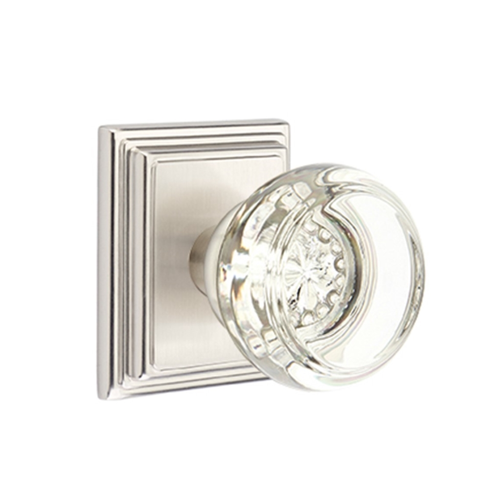 Emtek Crystal Door Knob Passage Set Wilshire Rosette Satin