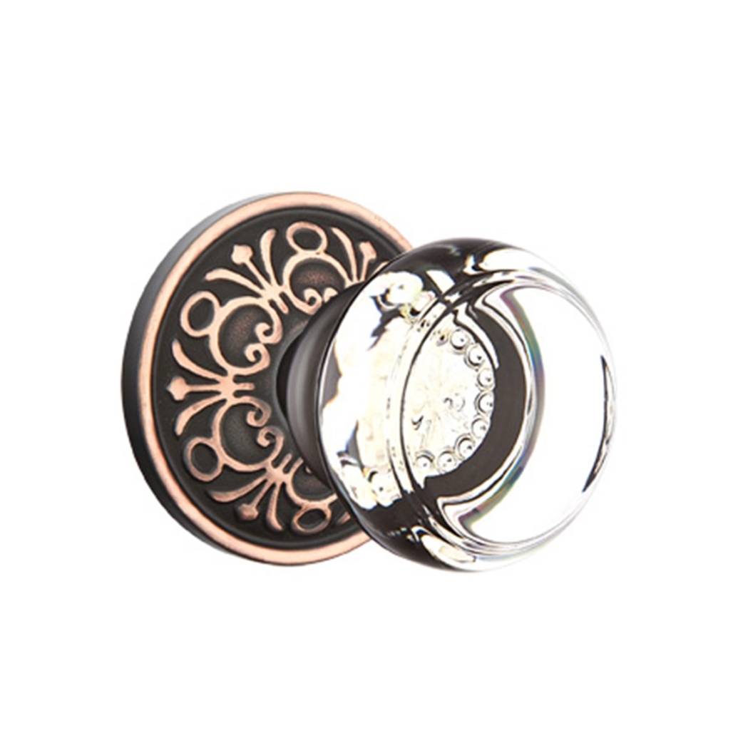 Emtek Crystal Door Knob Privacy Lancaster Rosette Oil Rubbed