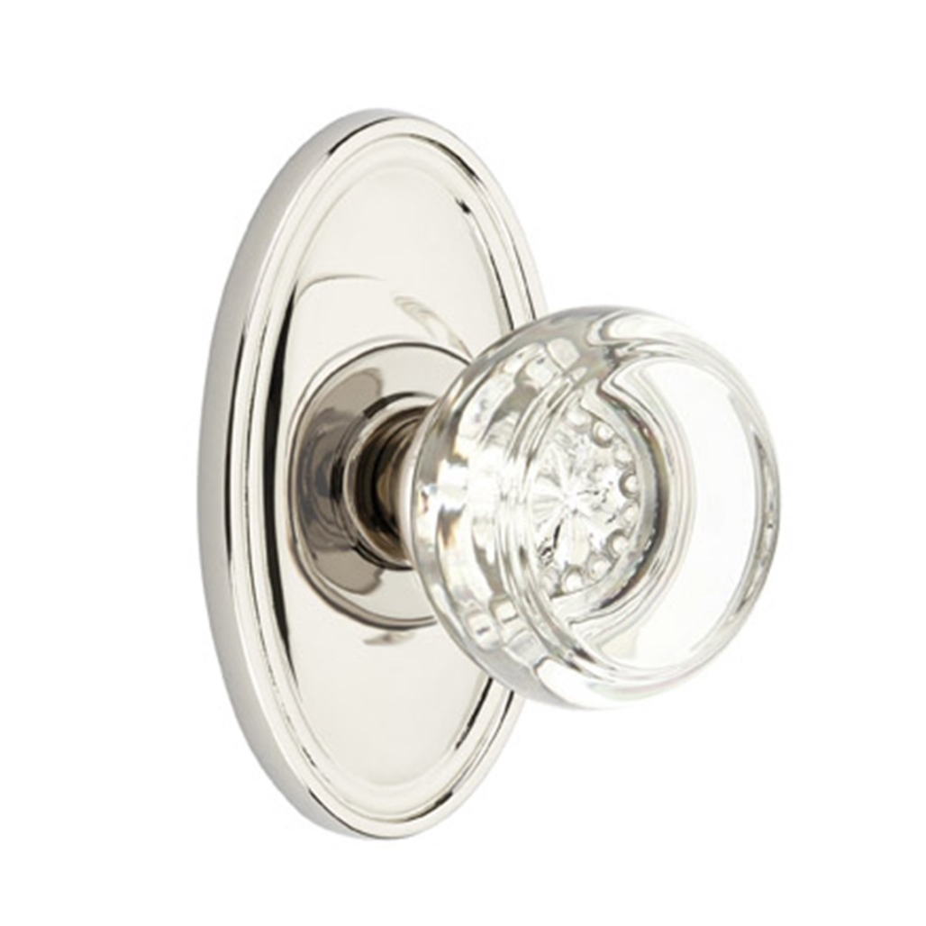 Emtek Crystal Door Knob Privacy Set Oval Rosette Polished